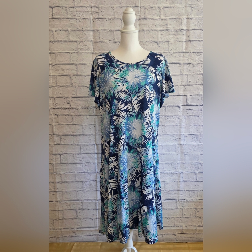 Southern Lady Blue and White Flutter Sleeve Sundress